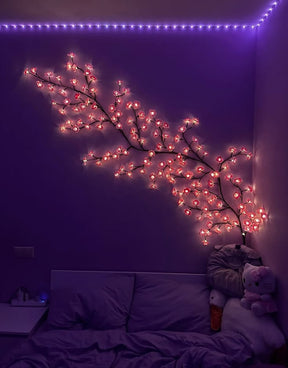 LED Cherry Blossom Branch Lights for Wall, Lighting Modes&Timer, Flexible DIY Indoor Decoration for Home