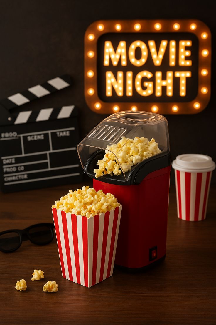 Popcorn Maker – Electric Popper Machine for Healthy, Fast Snacks, Easy to Use, Ideal for Home, Kids, Parties & Movie Nights- Multi-Colour