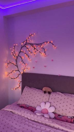 LED Cherry Blossom Branch Lights for Wall, Lighting Modes&Timer, Flexible DIY Indoor Decoration for Home